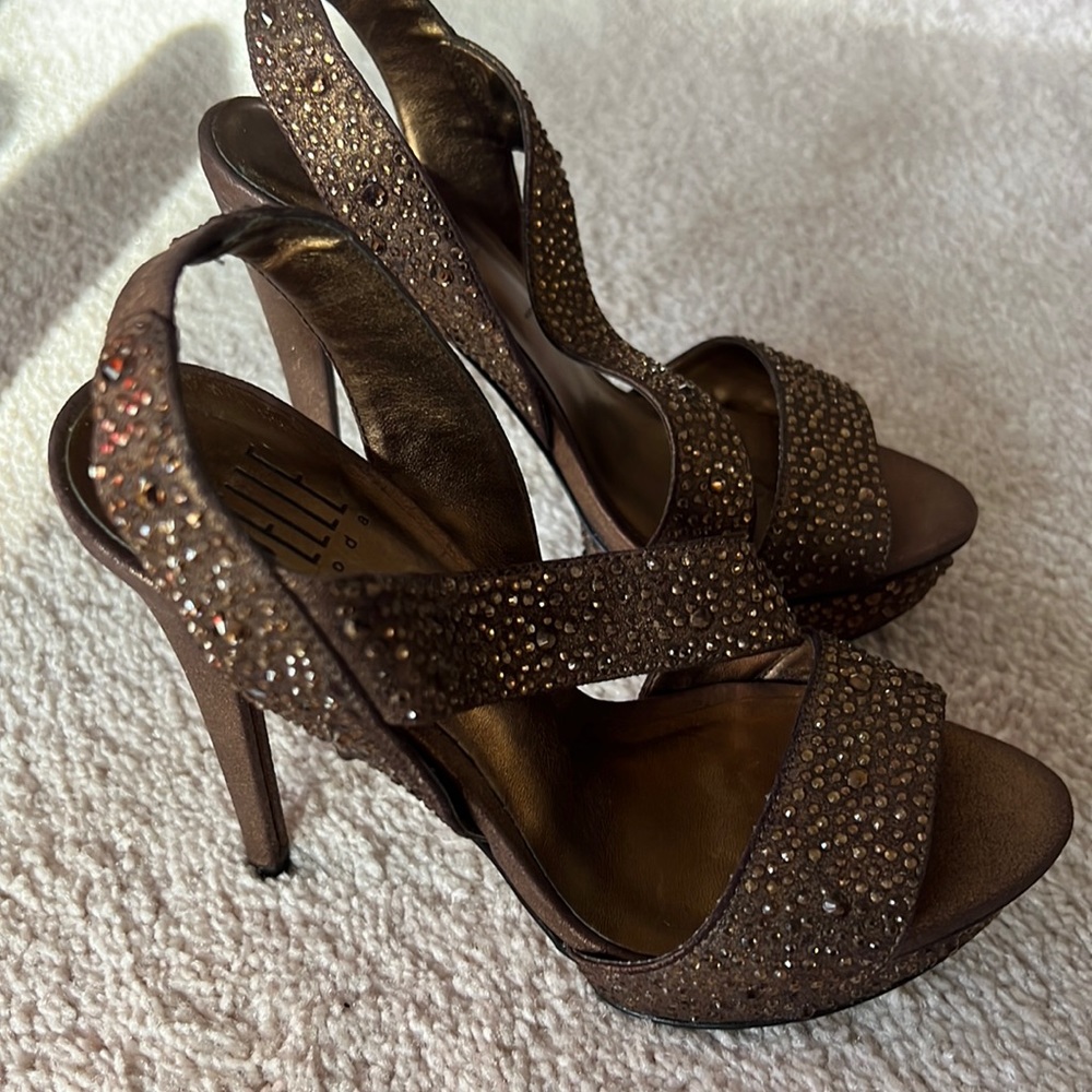 Pelle Moda heel 4 inch heeled sandals with gems